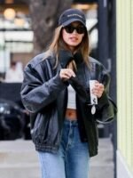 Hailey Bieber Vintage Leather Jacket