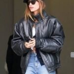 Hailey Bieber Vintage Leather Jacket