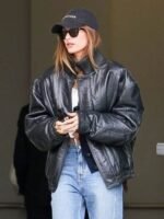 Hailey Bieber Vintage Leather Jacket