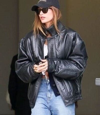 Hailey Bieber Vintage Leather Jacket