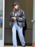 Hailey Bieber Vintage Leather Jacket