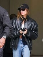 Hailey Bieber Vintage Leather Jacket