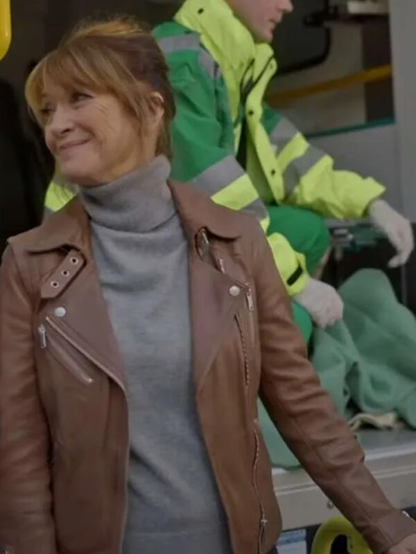 Harry Wild S01 Jane Seymour Brown Leather Jacket