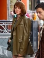 Ingrid A Different Man Olive Green Leather Jacket