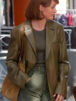 Ingrid A Different Man Olive Green Leather Jacket