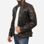 Janan Cafe Racer Distressed Brown Leather Jacket