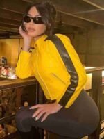 Kim Kardashian Yellow Leather Jacket