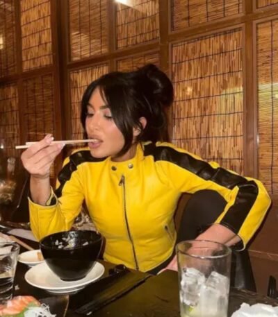 Kim Kardashian Yellow Leather Jacket