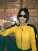 Kim Kardashian Yellow Leather Jacket