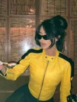 Kim Kardashian Yellow Leather Jacket