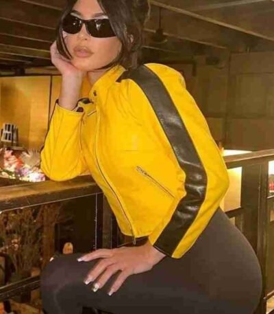 Kim Kardashian Yellow Leather Jacket