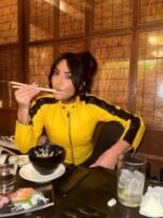 Kim Kardashian Yellow Leather Jacket