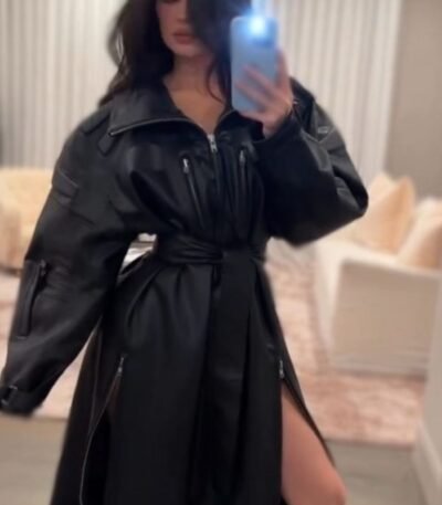 Kylie Jenner Leather Trench Coat