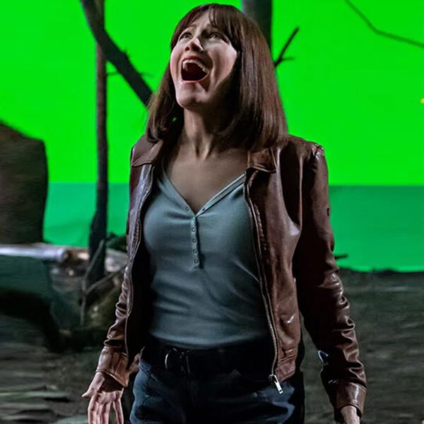 Leslie Mann The Bubble Brown Leather Jacket