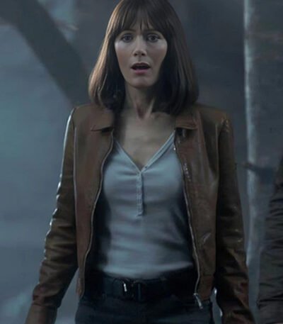 Leslie Mann The Bubble Brown Leather Jacket