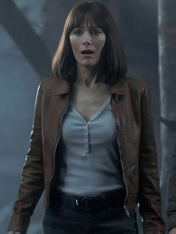 Leslie Mann The Bubble Brown Leather Jacket