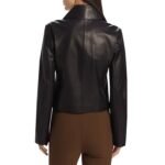 Maya Bins Vince Zip Front Black Leather Jacket