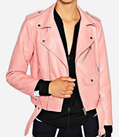Riverdale S01 EP02 Ginger Lopez Pink Motorcycle Leather Jacket