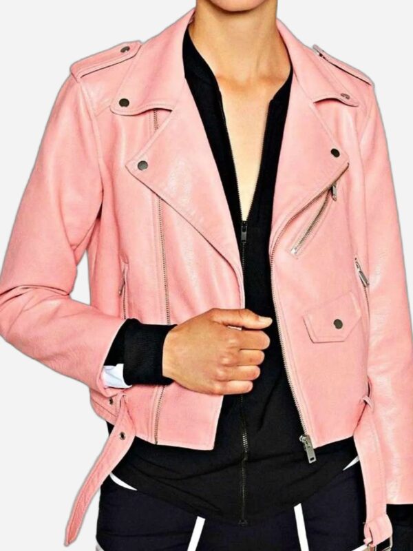 Riverdale S01 EP02 Ginger Lopez Pink Motorcycle Leather Jacket