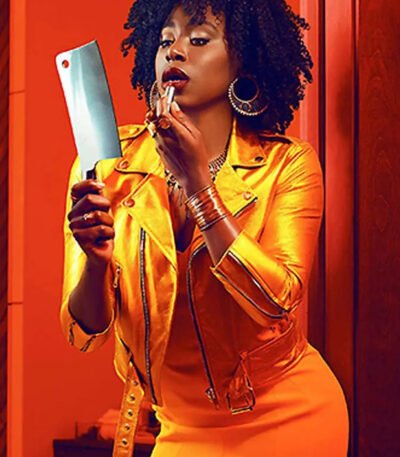 Taylor Harding Why Women Kill Yellow Leather Biker Jacket