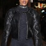 Teyana Taylor Black Cropped Leather Jacket
