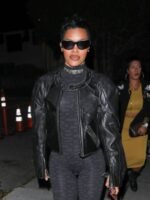 Teyana Taylor Black Cropped Leather Jacket