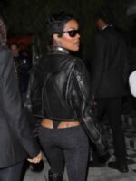 Teyana Taylor Black Cropped Leather Jacket