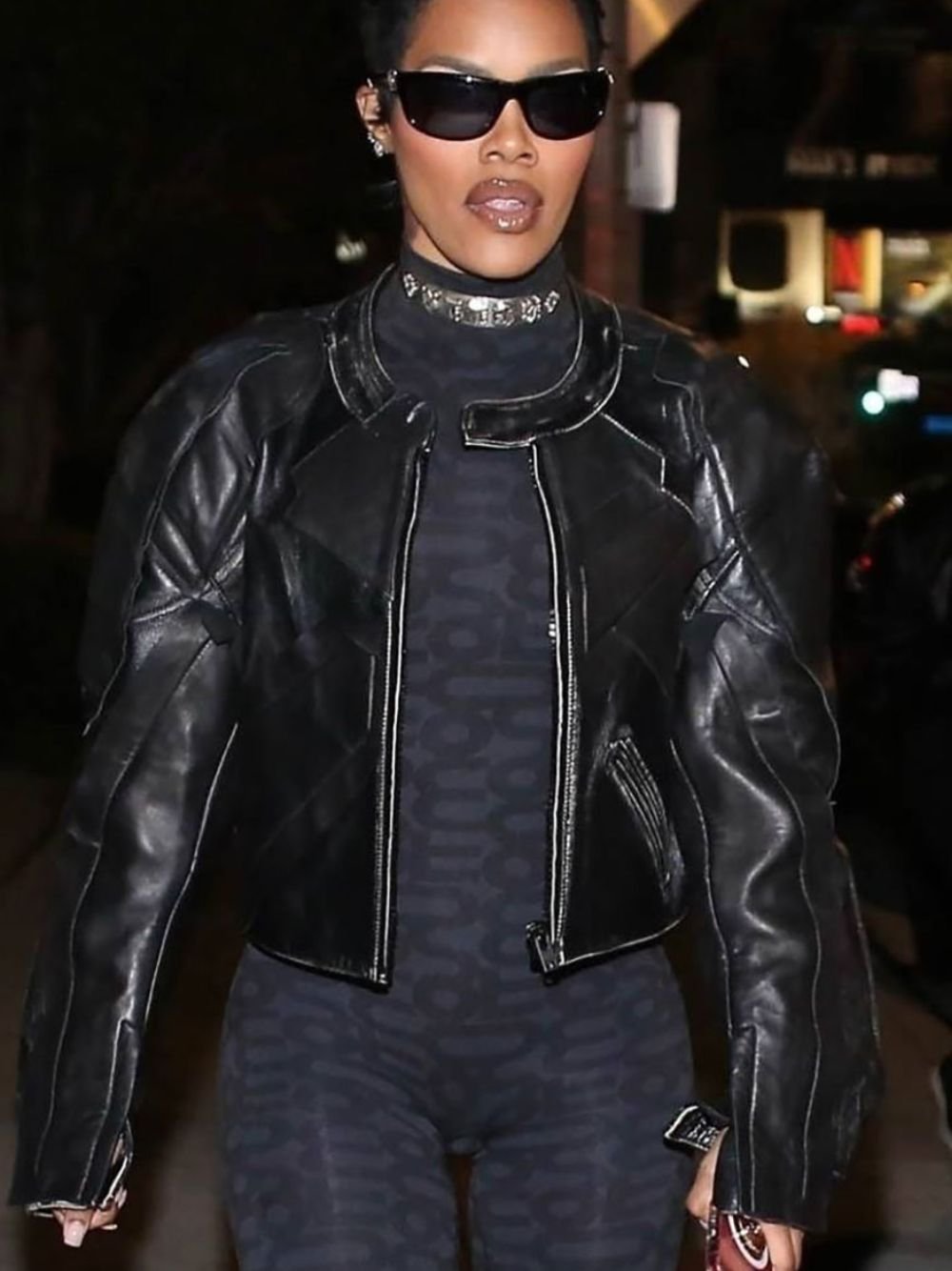 Teyana Taylor Black Cropped Leather Jacket Teyana Taylor Black Cropped Leather Jacket