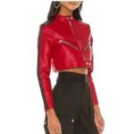 Thandi Cropped Racer Leather Jacket