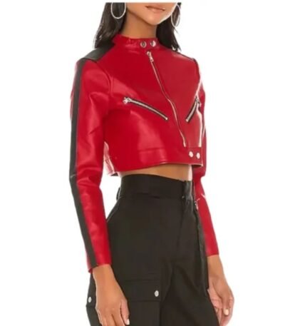 Thandi Cropped Racer Leather Jacket