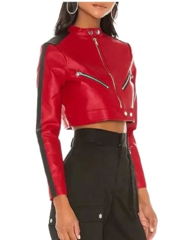 Thandi Cropped Racer Leather Jacket