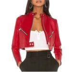 Thandi Cropped Racer Leather Jacket