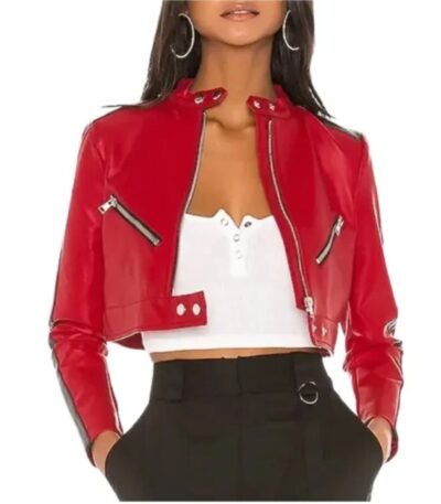 Thandi Cropped Racer Leather Jacket