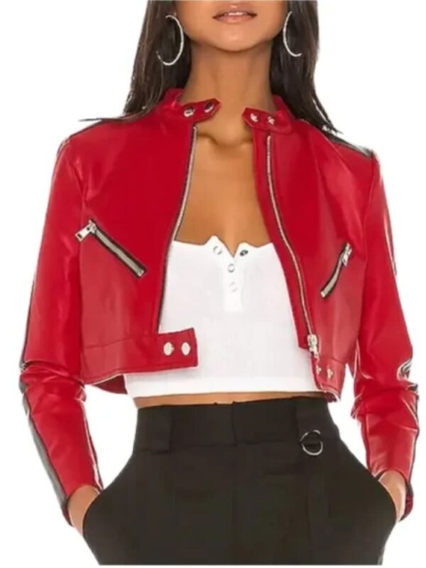 Thandi Cropped Racer Leather Jacket