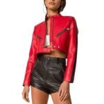Thandi Cropped Racer Leather Jacket