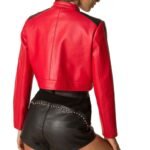 Thandi Cropped Racer Leather Jacket
