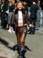 Veronica Ferraro Brown Leather Jacket