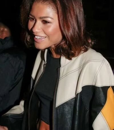 Zendaya Multi Color Moto Leather Jacket