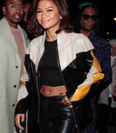Zendaya Multi Color Moto Leather Jacket