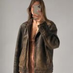 90's Women Vintage Oversized Straight Leather Jacket