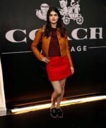 Alexandra Daddario Brown Fur Leather Jacket