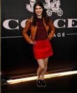 Alexandra Daddario Brown Fur Leather Jacket