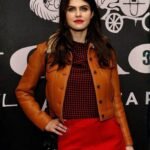 Alexandra Daddario Brown Fur Leather Jacket