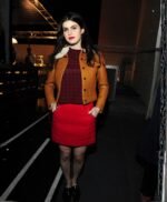 Alexandra Daddario Brown Fur Leather Jacket