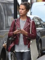 Alicia Vikander Gots tom Lorenzo Leather Jacket