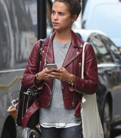 Alicia Vikander Gots tom Lorenzo Leather Jacket