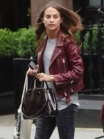 Alicia Vikander Gots tom Lorenzo Leather Jacket