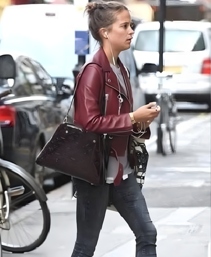 Alicia Vikander Gots tom Lorenzo Leather Jacket