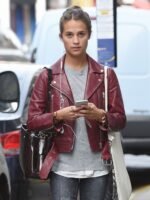 Alicia Vikander Gots tom Lorenzo Leather Jacket