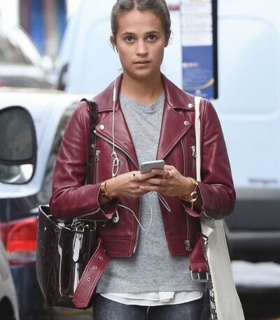 Alicia Vikander Gots tom Lorenzo Leather Jacket